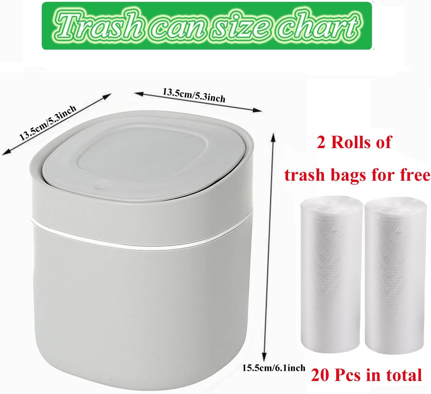 LTWQLing Mini Trash Can with Lid - Removable Small Garbage Can, Tiny Plastic Trash Bin, Pop Up Countertop Wastebasket, Counter Garbage Lint Bin for Bathroom,Office,Kitchen,Desk,Coffee Table(White)