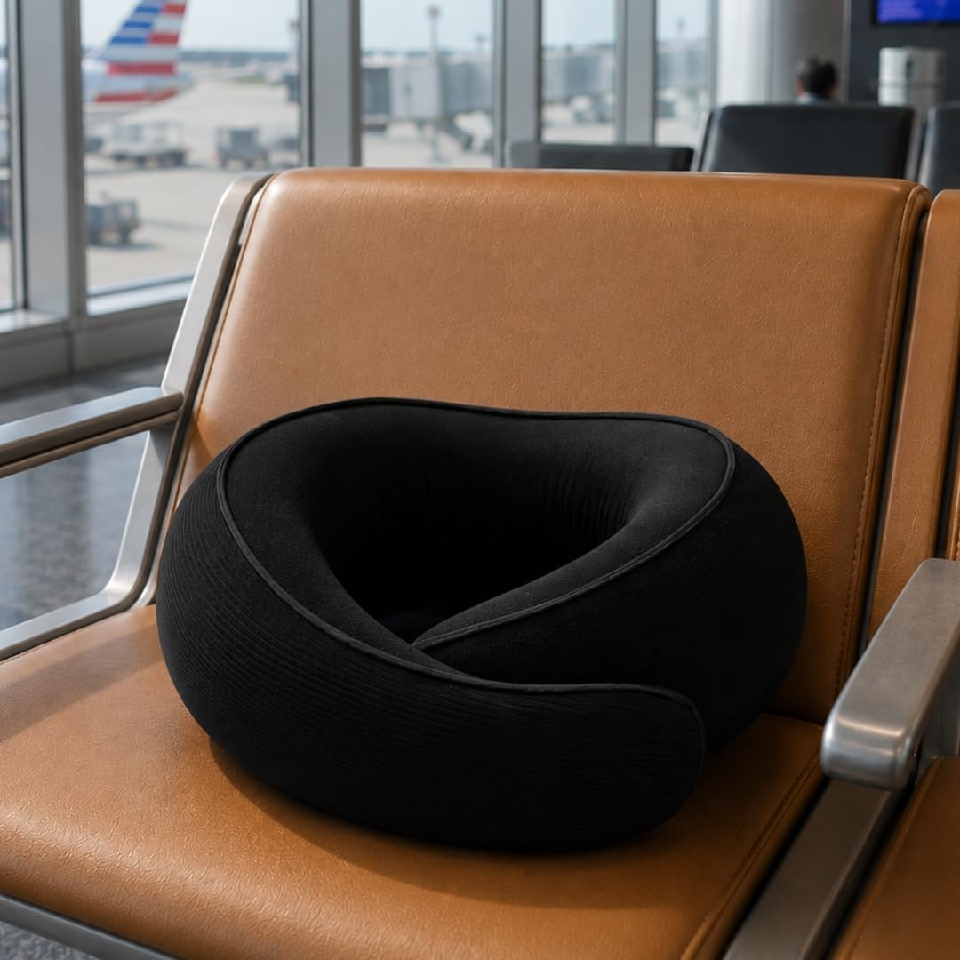 FlyHugz® Neck Travel Pillow Memory Foam Neck Pillow, Gray