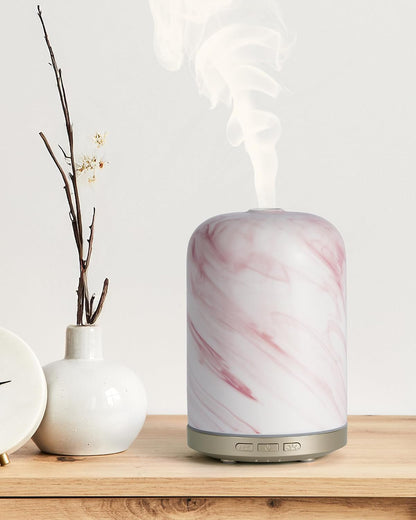 Essential Oil Diffuser - 2.4MHz Ultrasonic Glass Diffuser with Pulse/Continuous Mist & Night Light, Waterless Auto-Off, Silent Aromatherapy Diffuser for Home, Office, Yoga, Spa, Gifts & Home Decor.