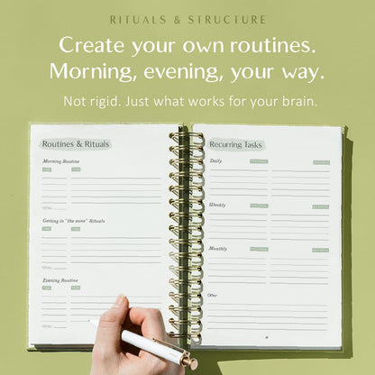 The ADHD Planner for Adults - Undated Daily & Weekly ADHD Journal for Disorganized People, 90 Days - Habit Tracker, Record Emotions & Mood - Academic Goals - Structure & Focus for Adults Brains