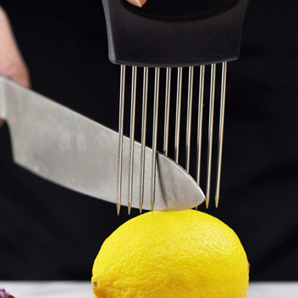 Hovico Stainless Steel Onion Holder Fruits Veg Meat Tomato Cutter Slicer Peeler Chopper,Stainless Steel Cutting Kitchen Gadget