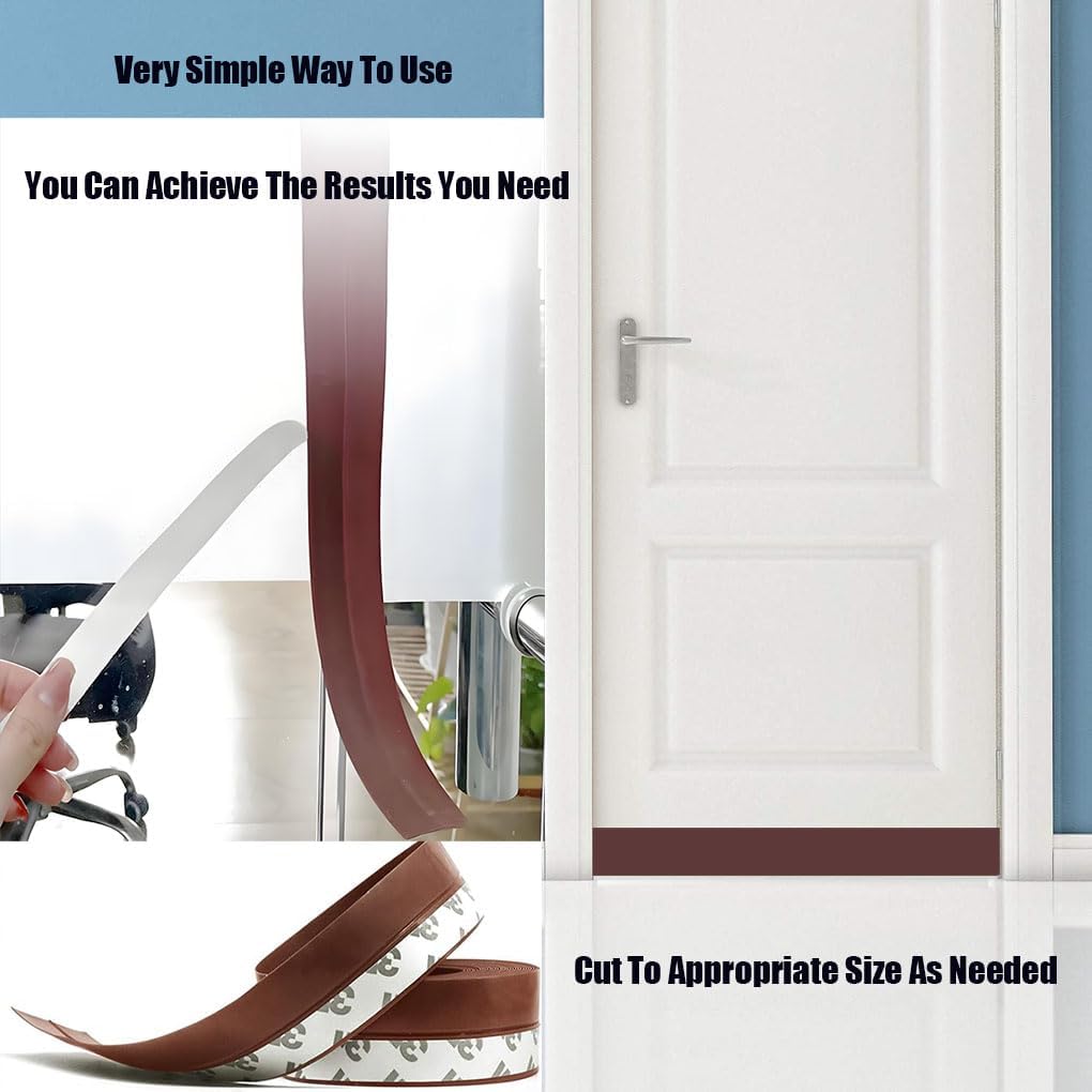Silicone Seal Strip,Weather Stripping for Door or Window,Weatherproof Soundproof Self Adhesive Door Strip Bottom, Door Draft Stopper Silicone Strip Tape (Black Length 16.5 Feet Width 45mm)