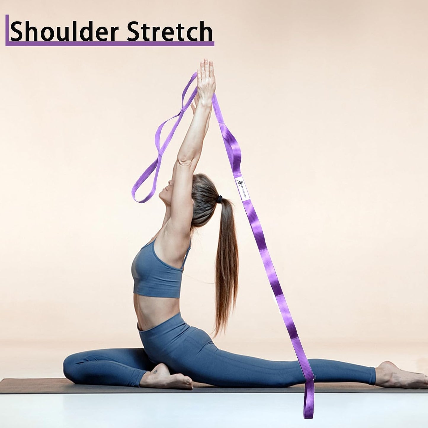Oak-Sports Stretching Strap Yoga Strap for Physical Therapy with 10 Loops, Yoga Straps for Stretching, Upgraded Non-Elastic Stretch Band for Pilates, Dance and Gymnastics with Workout Guide