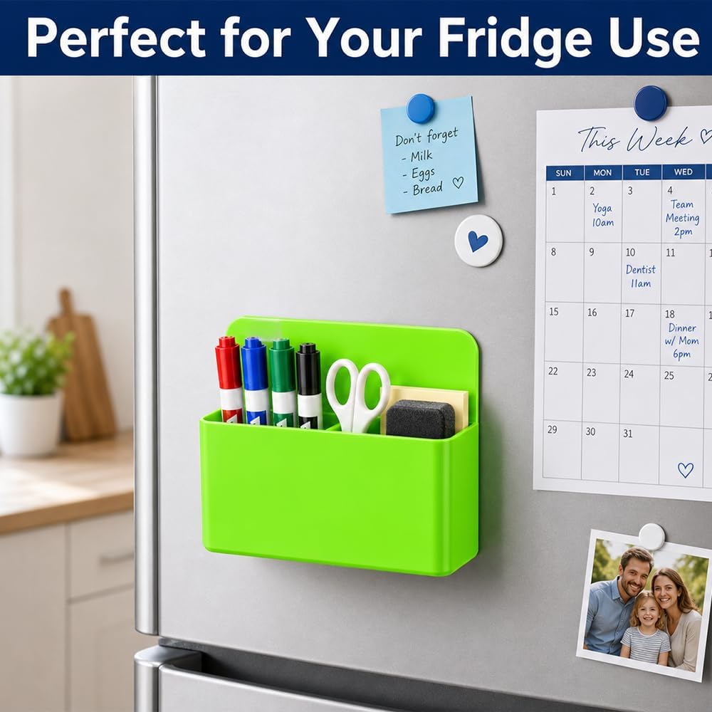 Magnetic Pencil Pen Holder, 2 PCS Magnetic Dry Erase Marker Holder for Whiteboard, Black White Magnet Storage Pencil Cup Case Fridge Organizers Locker Accessories for Office School Teacher Must Haves