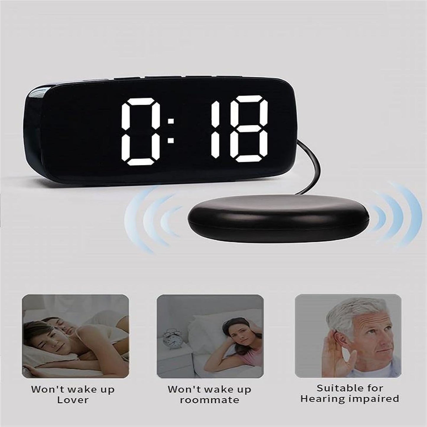 Alarm Clock Super Loud Vibrating Alarm Clock with Bed Shaker Multifunctional Dual USB for Heavy Sleeper Deaf Hard of Hearing Snooze