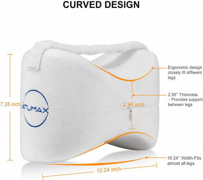 Knee Pillow for Side Sleepers - Relief from Sciatica Pain, Back/Leg Pain, Pregnancy, Hip and Joint Pain Memory Foam Leg Pillow + Free Sleep Mask and Ear Plugs