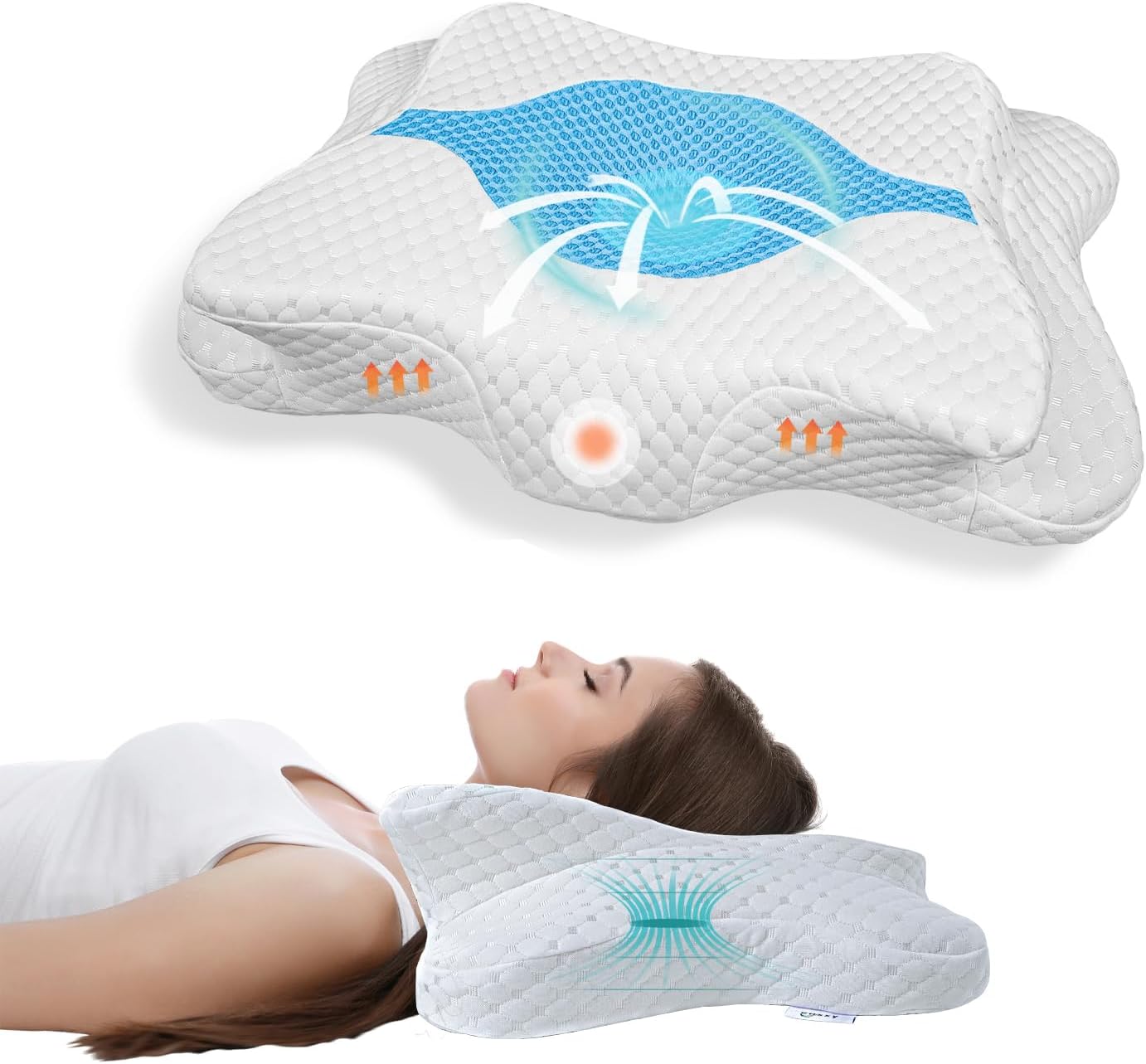CHxxy Memory Foam Pillows, Cervical Pillow for Neck & Shoulder Pain Relief | Ergonomic Contour Bed Pillow, Soft for Side Sleep Stomach Sleeping and Back Sleeper-Queen Size&Grey