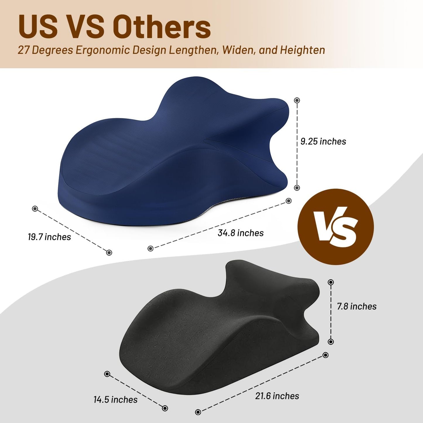 Memory Foam Ergonomic Wedge Pillow, Reading Pillow for Bed, Headboard Pillow Support for Back Pain, Acid Reflux & Sitting Up, Ideal for Massage with Removable Cover