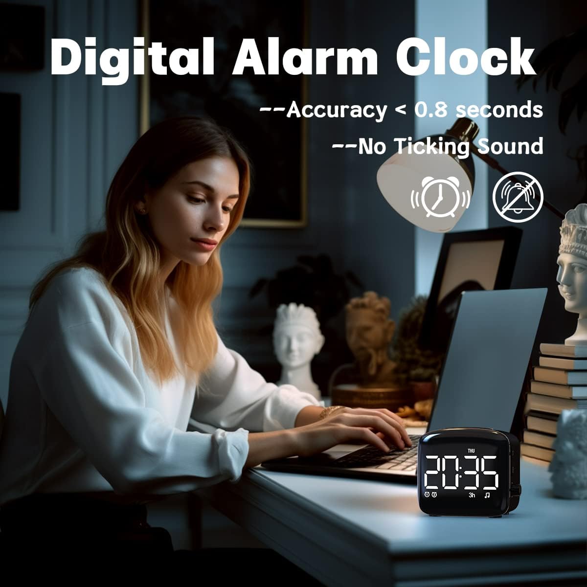 Easysleep Acoustic Sound Alarms Digital Wake Up Clock with Big LED Display 27 Soothing Sounds Sunrise Clock Dual 3 Alarms Memory Snooze Setting 4 Brightness for Deep Sleepers Adults Teenagers