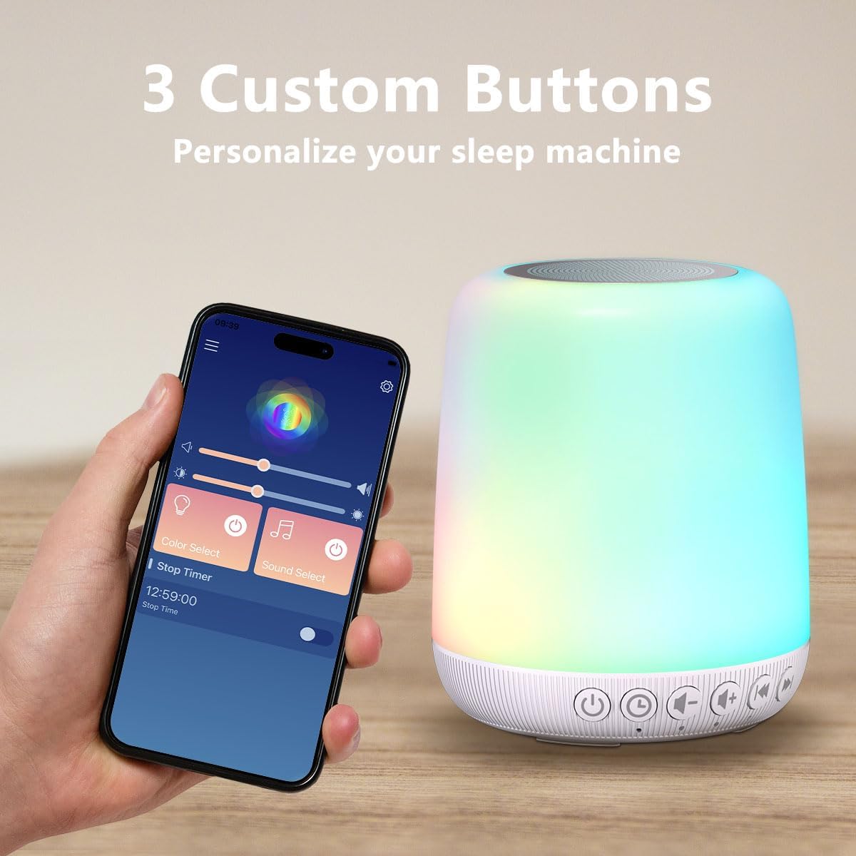 Sound Machine Easysleep White Noise Machine with 25 Soothing Sounds and Night Lights with Memory Function 32 Levels of Volume and 5 Sleep Timer Powered by AC or USB for Sleeping Relaxation (White)