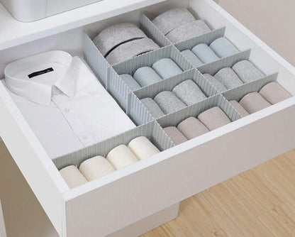 Onerbuy 8pcs Adjustable Grid Drawer Dividers DIY Plastic Closet Separator Tidy Organizer Container 32.5 * 7cm/ 12.8 * 2.8inch for Underwear Socks Belt Office Supplies(Transparent White)