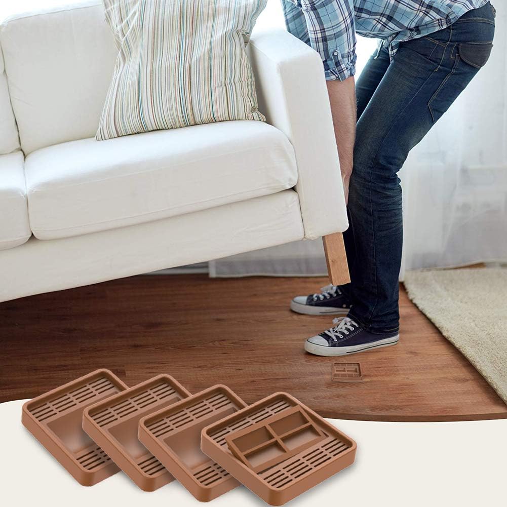 Bed Stopper & Furniture Stopper – Caster Cups fits to All Wheels of Furniture, Sofas, Beds, Chairs – Furniture Cups Made up of Solid Silicone and Prevents Scratches 4PACK (4PACK（Dark Brown)