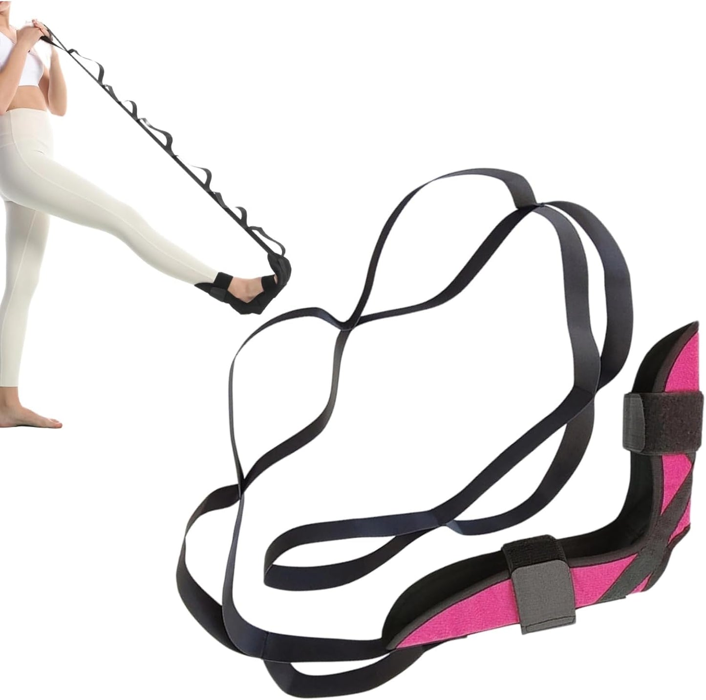 Fitness Foot and Calf Stretcher for Plantar Fasciitis, Achilles Tendonitis, Heel Spurs, Drop Foot, Physiotherapy Stretching Strap Relief, Yoga Leg Stretch Strap for Thigh and Hamstring