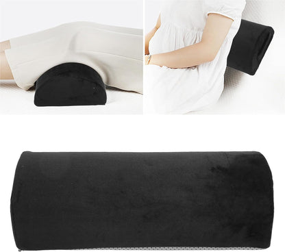ZJchao Black Half Moon Bolster Pillow, Memory Foam Leg Knee Neck Lumbar Support Cushion for Elderly, Non-Slip Foot Rest for Side Sleepers, Home Bed Comfort Support