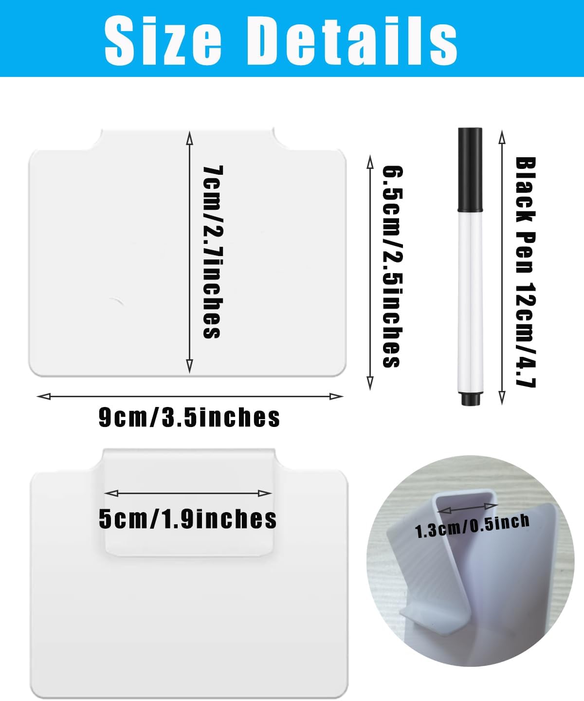 Basket Labels Clip On, 30 Pcs Erasable Clip On Labels for Storage Bins with 2 Chalk Marker (White Bin Clips)