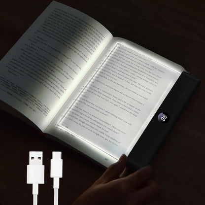 Amber Book Light, Rechargeable Clear LED Flat Reading Light with 3 Colors & Timer, Dimmable Panel Plate Lamp Book Full Page Light for Reading in Bed at Night, Funny Gifts for Readers Book Lovers