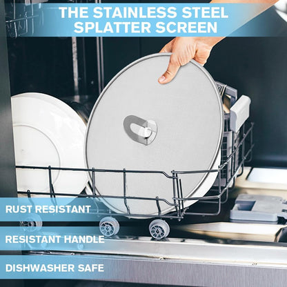 Splatter Screen for Frying Pan,Silicone Grease Splatter Guard, Heat-Resistant Splatter Guards for Cooking,Dishwasher Safe (9.8", 11.4", 13")