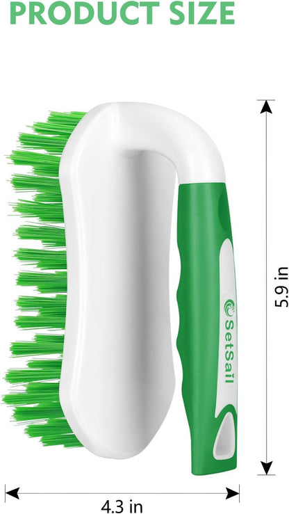 SetSail Scrub Brush, Heavy-Duty Scrub Brushes for Cleaning with Stiff Bristles Cleaning Brush for Shower, Bathroom, Carpet, Kitchen and Bathtub Scrubber - 2 Pack | Durable Bristles Ergonomic Non-Slip Tpr Grip. U-Style Hanging Loop for Storage. Use for