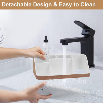 GFWARE Black Toothbrush Holder - 7 Slots Bathroom Organizer Countertop with Drainage Matte Black Electric Toothbrush and Toothpaste Holder for Bathroom Accessories Sink Storage