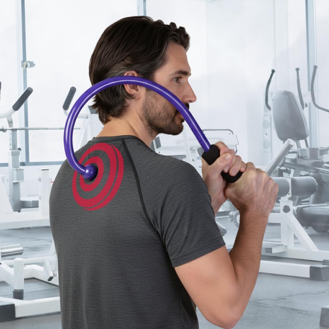 QFlex Back Massager Hook - Trigger Point Self Massage Tool for Neck, Shoulder & Muscle Knot Relief - Deep Tissue Massager Stick - As Seen on Shark Tank - Made in USA