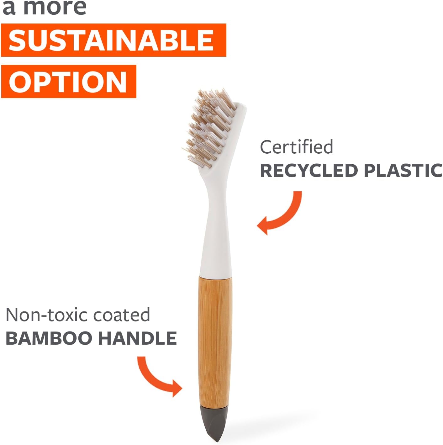 Full Circle Every-Crevice Detail Brush for Grout, White | Tough bristles & a sustainable bamboo handle reach deep into crevices, showers & grout