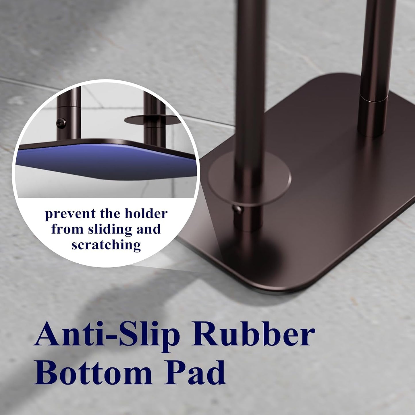 Kitsure Metal Toilet Paper Holder Free Standing, Medium, Black | Rustproof Toilet Paper Stand for 4 Rolls, Bathroom Organizers and Storage with Anti-Slip Base and Plastic Shelf