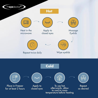 The Eye Doctor Featuring Sterileyes - Hot Eye Compress for Dry Eye, Blepharitis and MGD with a Removable Cover. Cold Compress, Includes 6 Eyelid Wipes