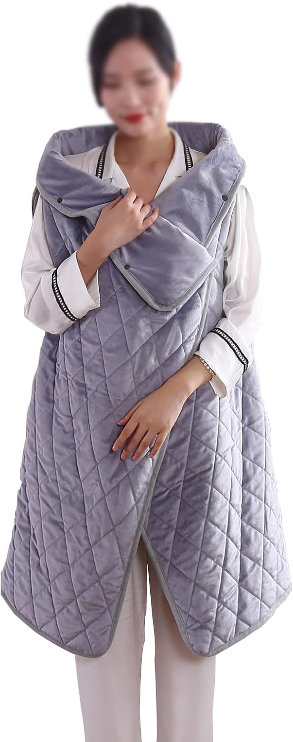 40"x55" Cordless Heated Blanket, Portable Heated Blanket Battery Operated, Cozy Soft Wearable Heated Shawl, 3 Heat Settings, Auto-Off, Machine Washable(Gray,Shawl)