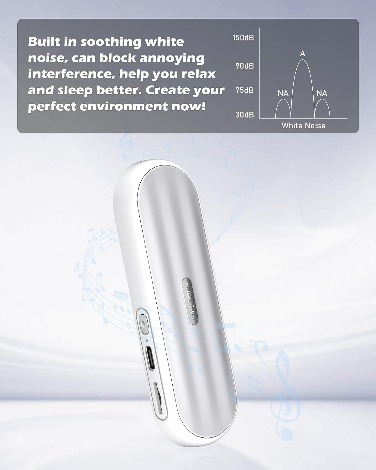 Under Pillow Bluetooth Speaker for Sleep: Private Bone Conduction Portable Speaker with White Noise - Long Battery Life for Soothing Sleep Sound (White)