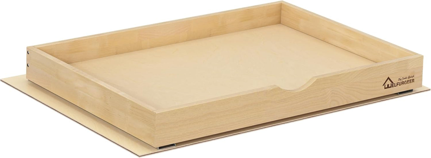 WelFurGeer Premium Birchwood Pull-Out Cabinet Drawers, 26" W x 21" D Pull Out Cabinet Organizer, Heavy-Duty Cabinet Organizer with Easy Installation, Space-Saving Pullout Drawer for Home & Kitchen
