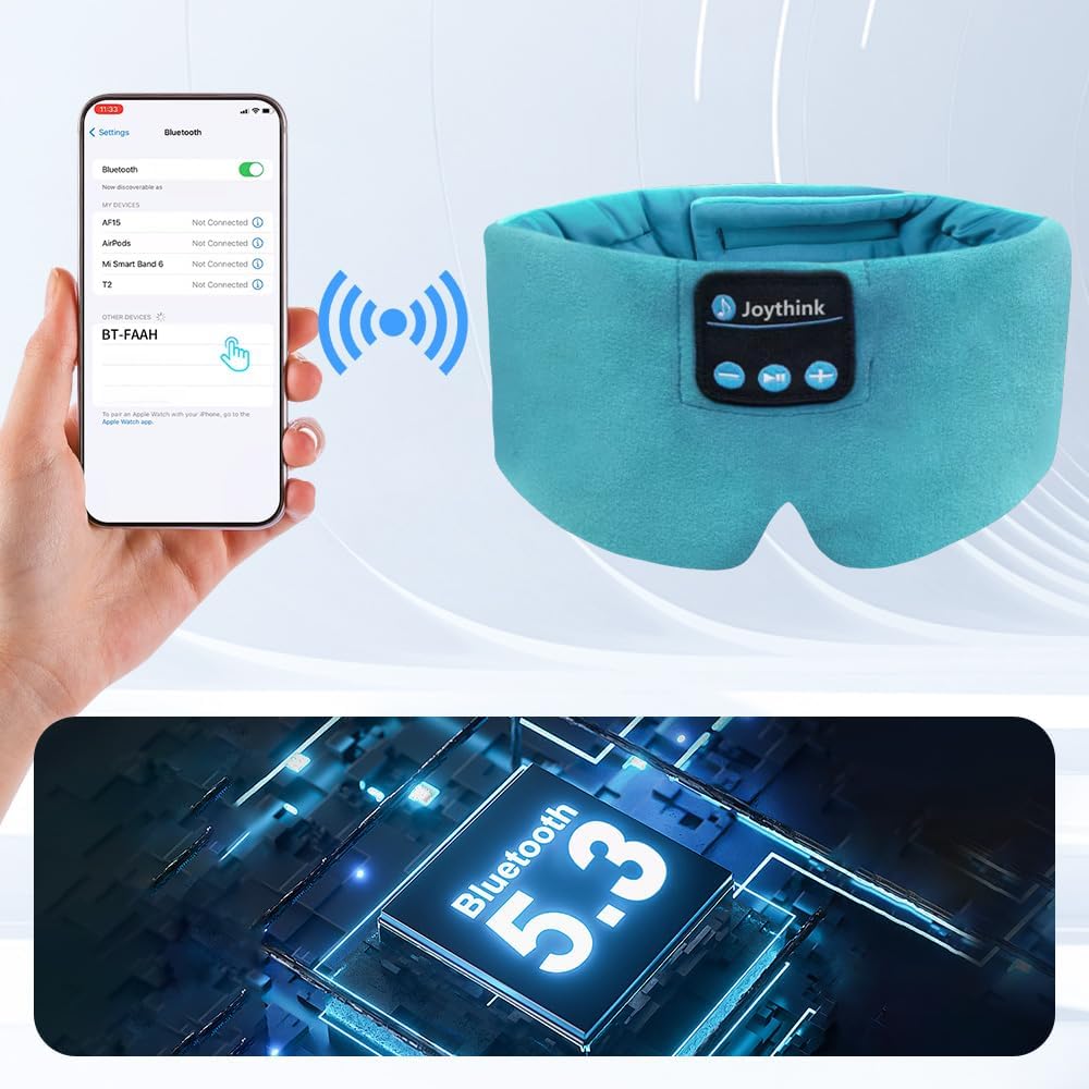 Joythink Sleep Headphones Bluetooth Sleep Mask Silk Headband Earphones Bluetooth Eye Mask for Sleeping On Side Blackout Soft Sleep Earphones Music Kids Children Eye Cover Purple