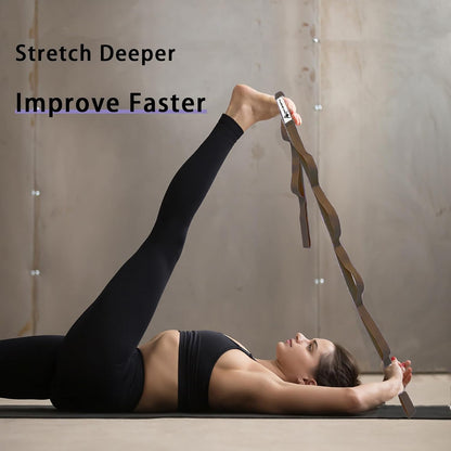 Stretching Strap Yoga Strap with Loops for Physical Therapy, Non-Elastic | 10 Loops, 75 inches length, Multi-Color Selection for Yoga Strap for Stretching, Pilates, Dance and Gymnastics