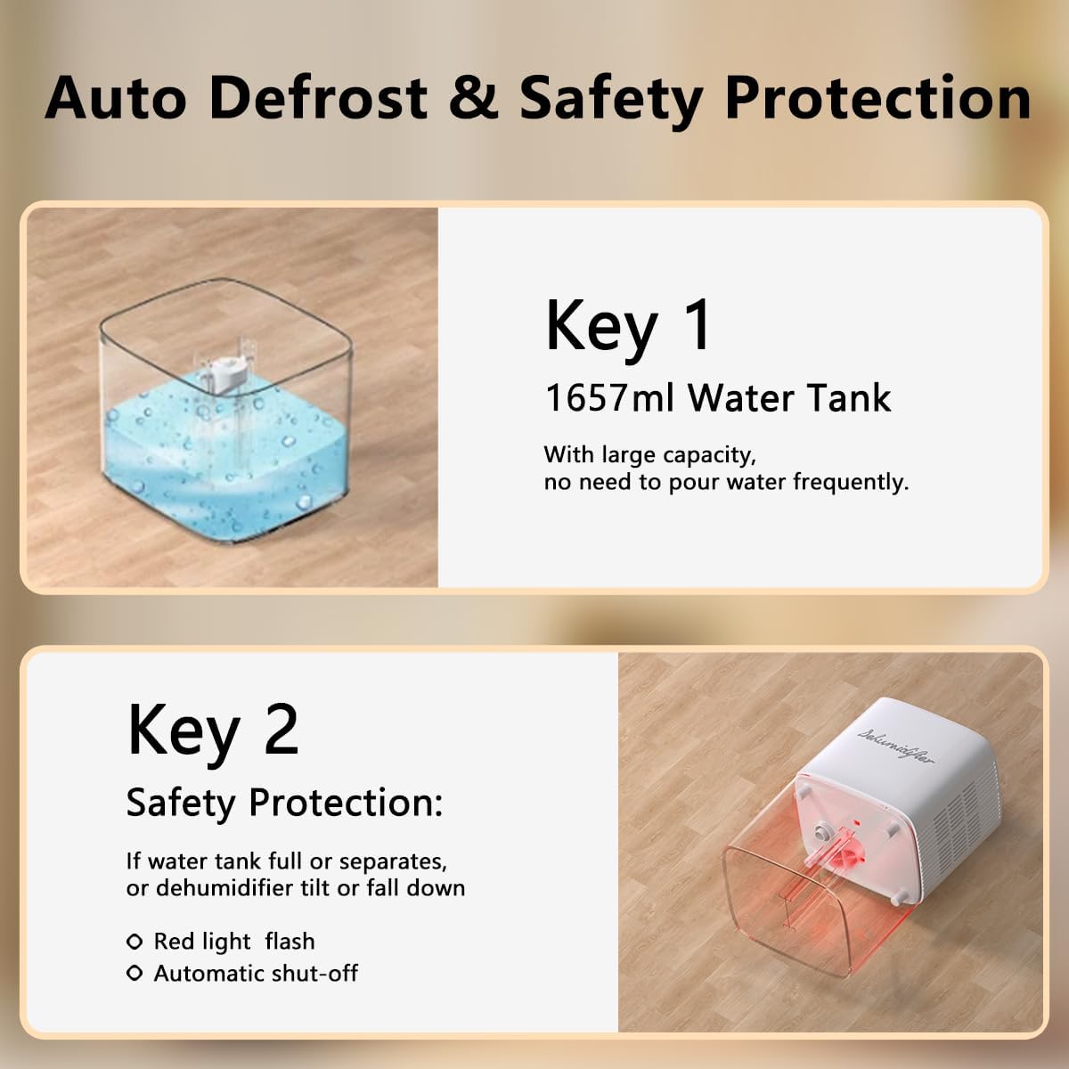 Dehumidifier 1657ML 58OZ Small Dehumidifier for Home 230 Ft² Safety Dehumidifiers Adjustable 10 Color Lights 5 Timers 3 Setting Modes Auto Shut Off Protection Low Noise For Bedroom Bathroom