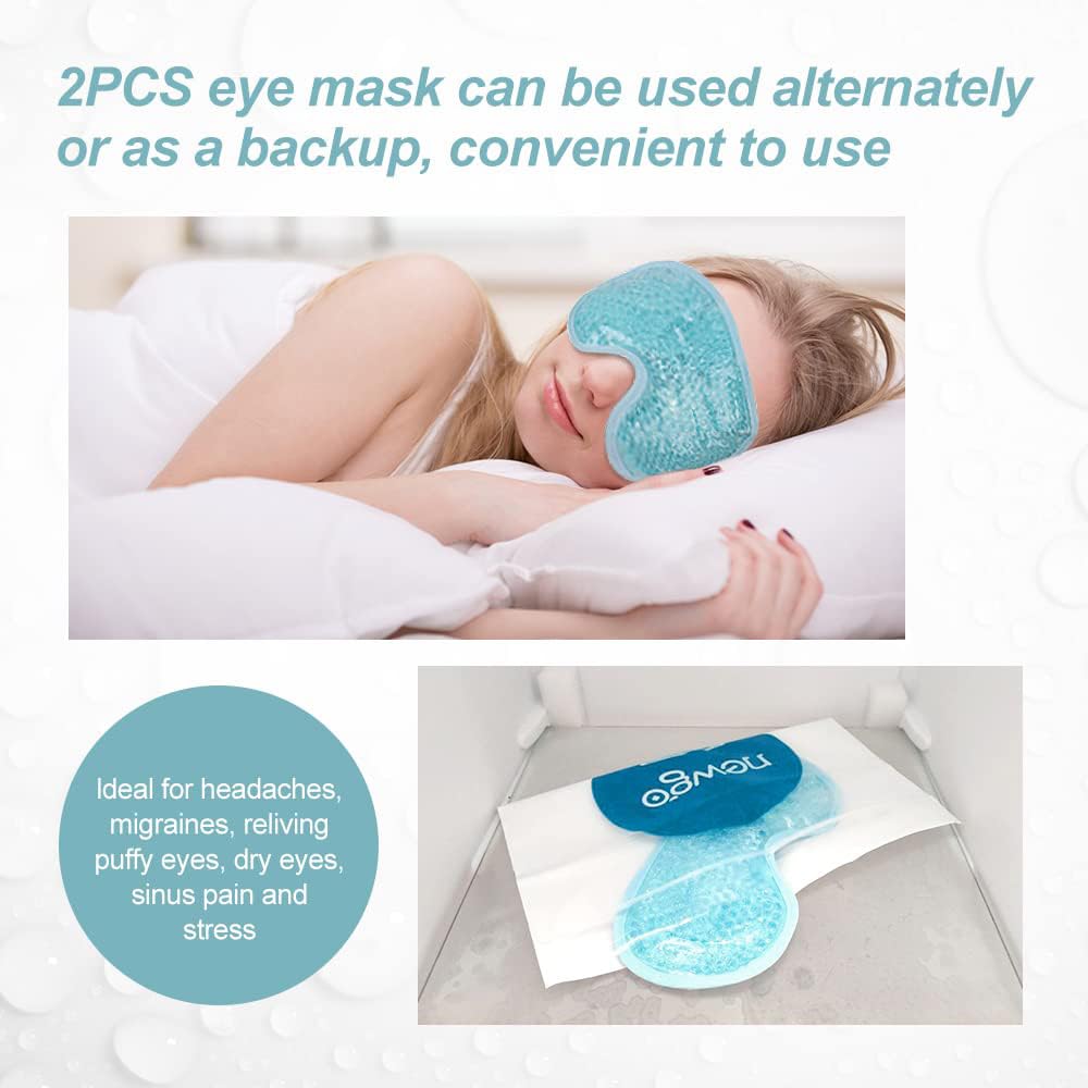 NEWGO Cooling Gel Eye Mask - Reusable Cold Pack for Puffy Eyes, Dark Circles, Migraine, Stress Relief - Purple With Soft Plush Backing