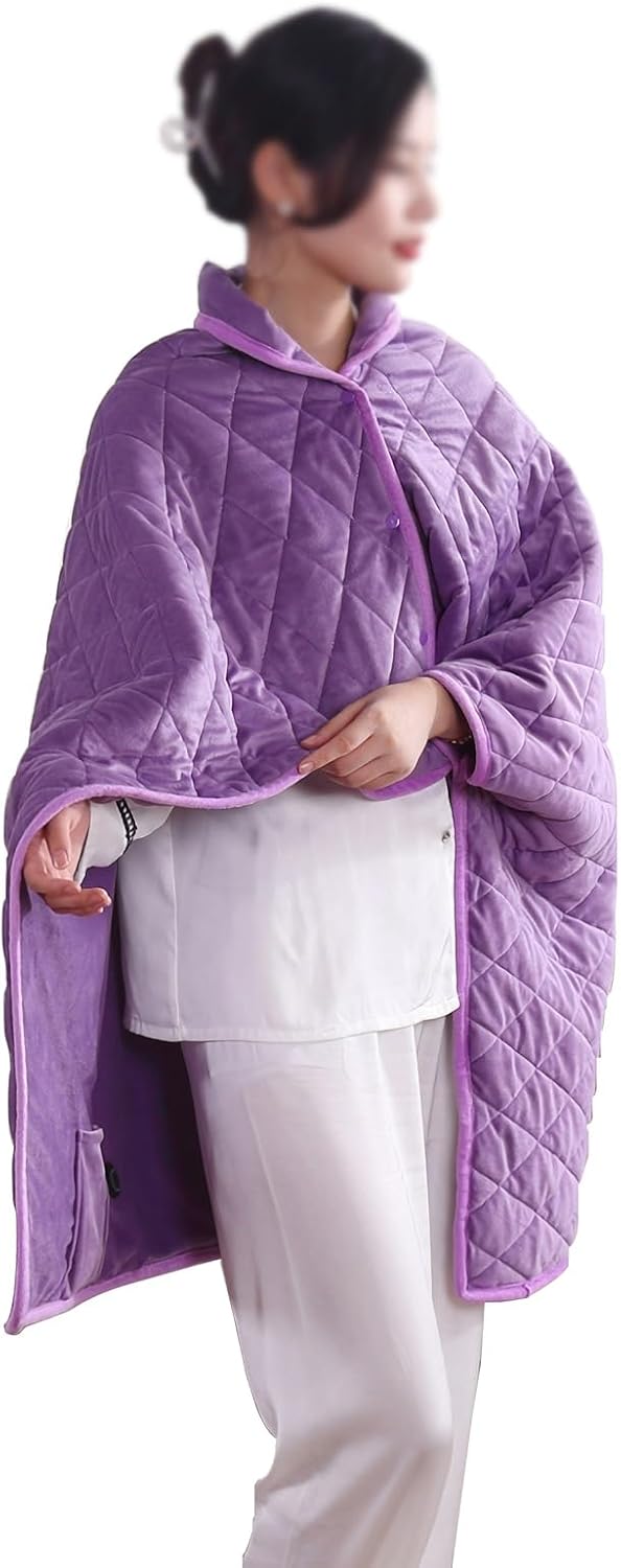 40"x55" Cordless Heated Blanket, Portable Heated Blanket Battery Operated, Cozy Soft Wearable Heated Shawl, 3 Heat Settings, Auto-Off, Machine Washable(Gray,Shawl)