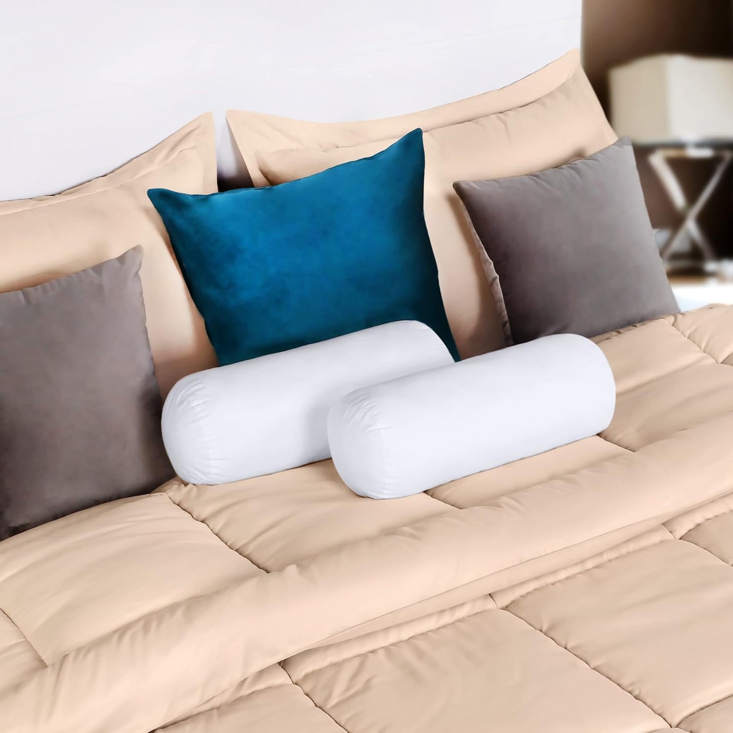 Utopia Bedding Bolster Pillow Inserts, 6x16 Neck roll Pillow, 2 Pack, White | Cylinder pillow, Round design, cervical & knee support pillow for sleeping, Massage relaxing and recovery, Set of 2, White
