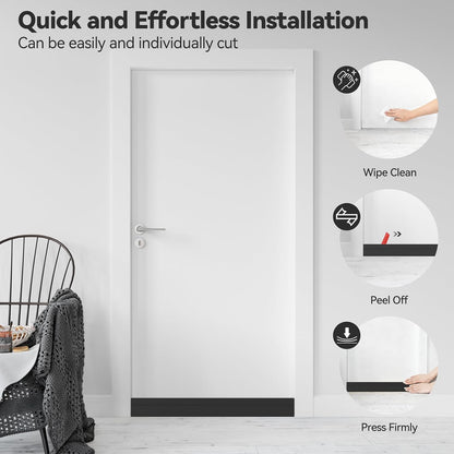 Ohuhu Door Draft Stopper, 1" Wide Adhesive Weather Stripping Seal, 39" | self-adhesive silicone, for interior exterior doors, 3-layer soundproof, save energy, blocks drafts, noise, light, dust, bugs