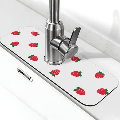 Abstract Flower Blooming Floral Watercolor Kitchen Sink Splash Guard Faucet Mat Super Absorbent Fast Drying Mat Sink Gadgets-Fast Drying Pad Sink Mat For Kitchen Bathroom (15" X 5.5" )