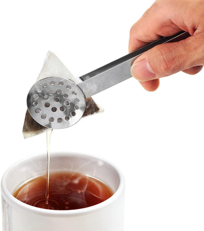 Tea Bag Squeezer, Stainless Steel Tea Bag Tongs, Tea Bag Strainer Grip Holder Tea Bag Squeezer Spoon Metal Lemon Slices Clip, Mini Tongs for Gripping Ice Cubes and Sugar (Pack of 2)
