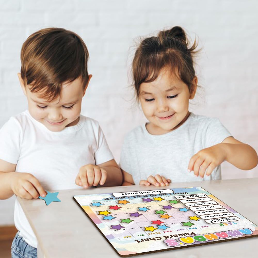 TinyKidz Wooden Daily Routine Chart 11x15, Schedule Board for Kids, Wooden Chore Chart for Kids, Responsibilities Chart for Toddlers, Morning Bedtime Routine for Toddlers