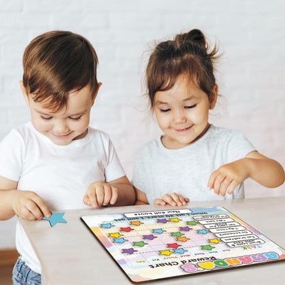 TinyKidz Wooden Daily Routine Chart 11x15, Schedule Board for Kids, Wooden Chore Chart for Kids, Responsibilities Chart for Toddlers, Morning Bedtime Routine for Toddlers