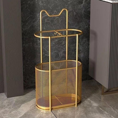 Metal Umbrella Holder Stand,Metal Umbrella Stand for Entryway, Stand Cane Holder with Drip Tray, Umbrella Rack Storage Bin Freestanding,Gold