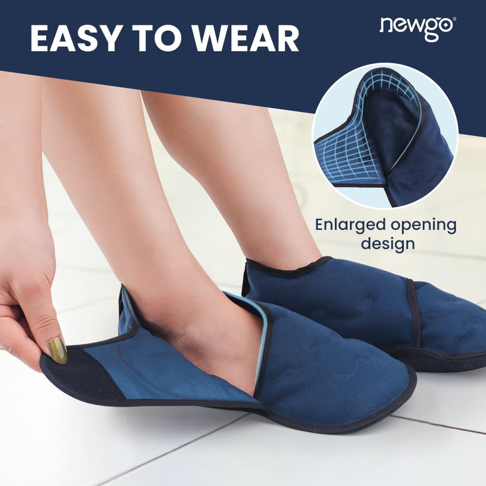NEWGO Foot Ice Pack Slippers for Foot Heel and Arch Pain Relief, 2 Pack Reusable Gel Cooling Slippers for Plantar Fasciitis, Achilles Tendonitis, Toe Injuries, Heel Spurs