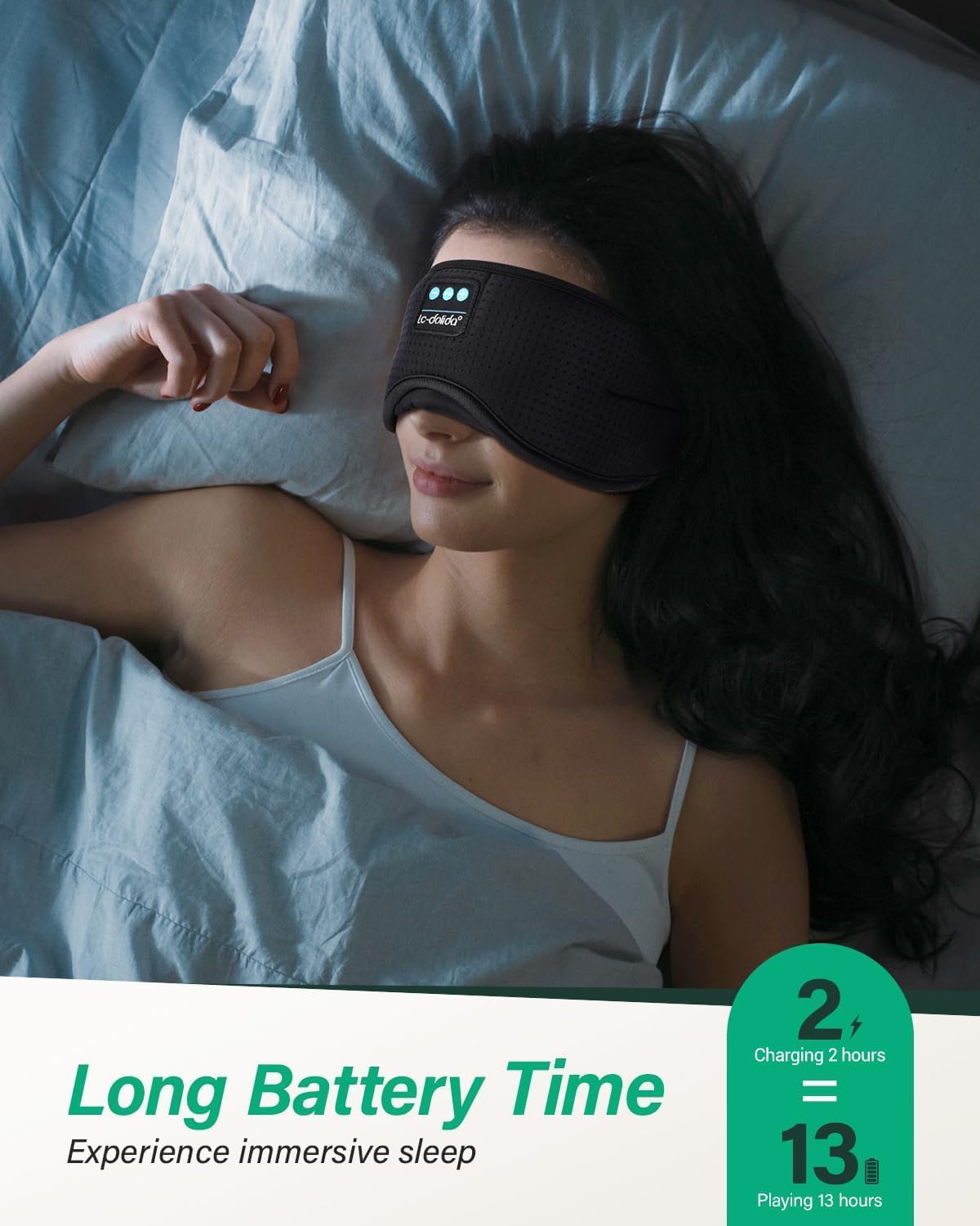 LC-dolida Sleep Headphones, White Noise Bluetooth Sleep Mask 3D Breathable Wireless Eye Mask for Timing, Sleep Mask with Bluetooth Headphones for Side Sleepers Travel Yoga, Cool Gadgets for Women Men