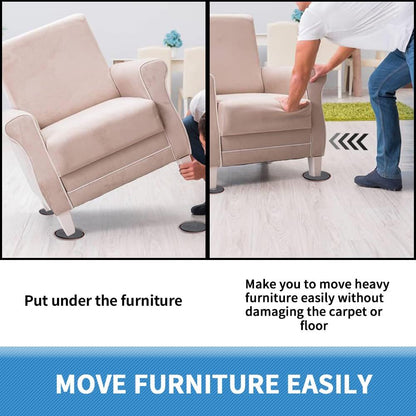 Furniture Sliders 8pcs 3 1/2 inch - Heavy Duty Reusable Round Sliders for Moving Furniture on Carpet, Easily Move Couches/Beds/Armoires/Chair/Table/Cabinet