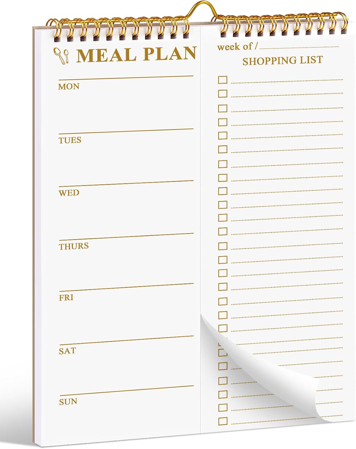 AZUREAL 50 Sheets Meal Planner, 8.5x11 Inch Double Helix Magnetic Meal Planning Notepad and Grocery List Notepad with Tear-Off Shopping List, Wall-Mountable Daily & Weekly Meal Planner for Fridge