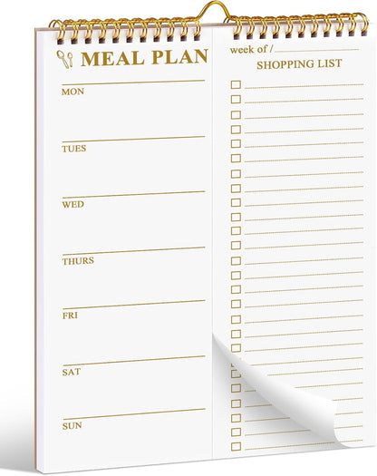 AZUREAL 50 Sheets Meal Planner, 8.5x11 Inch Double Helix Magnetic Meal Planning Notepad and Grocery List Notepad with Tear-Off Shopping List, Wall-Mountable Daily & Weekly Meal Planner for Fridge