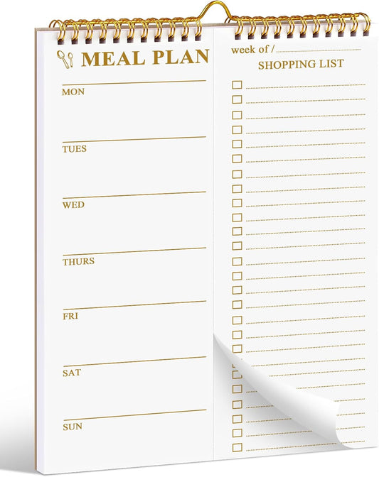 AZUREAL 50 Sheets Meal Planner, 8.5x11 Inch Double Helix Magnetic Meal Planning Notepad and Grocery List Notepad with Tear-Off Shopping List, Wall-Mountable Daily & Weekly Meal Planner for Fridge