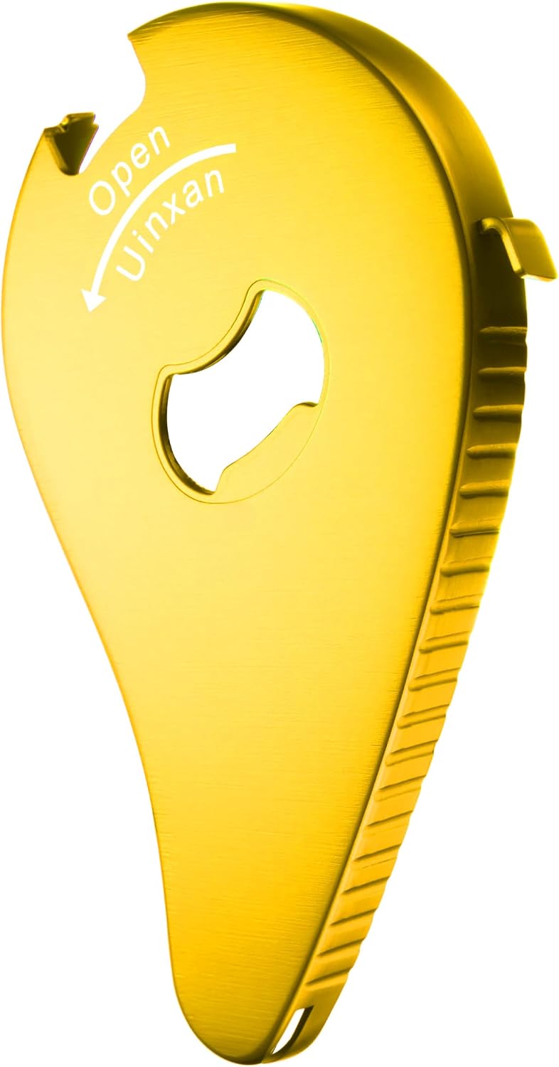 Uinxan 5 in 1 Bottle Opener for Small Jar Lid, Beer, Can Tab, Vacuum Seals | Effortlessly Opens Screw Caps(0.6"-2.7"), Stainless Steel Multi Portable Tool,Ideal for Seniors & Weak Hands (Silver)