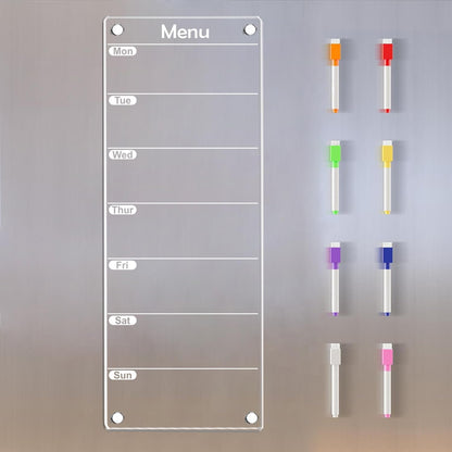 Magnetic Weekly Planner for Fridge Magnetic Menu Board for Fridge 6"x17" Weekly Menu Board Weekly Dry Erase Board Weekly Meal Planner for Fridge with 8 Markers